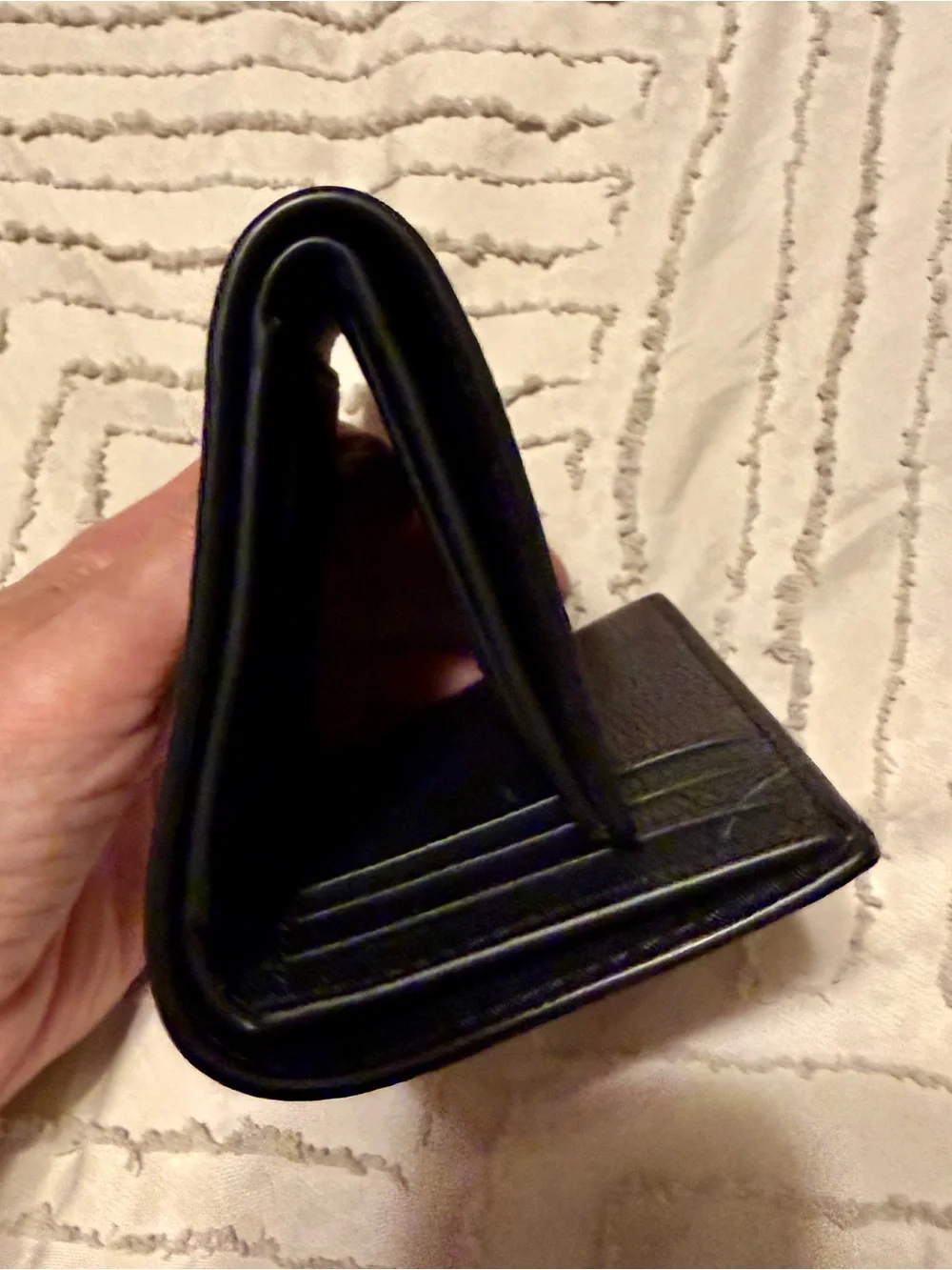 Coach Black Pebbled Leather Trifold Card Holder